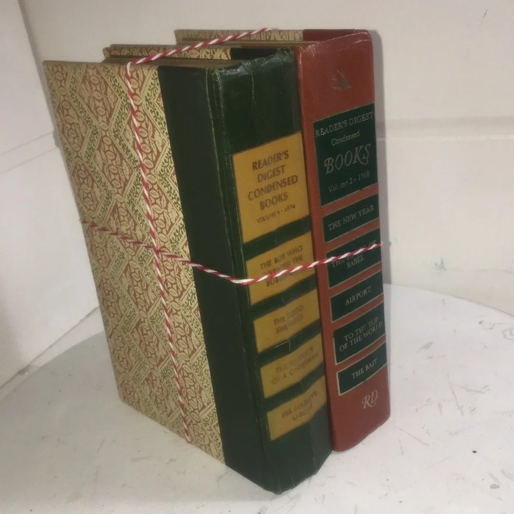 Vintage cloth bound book stacks (2)